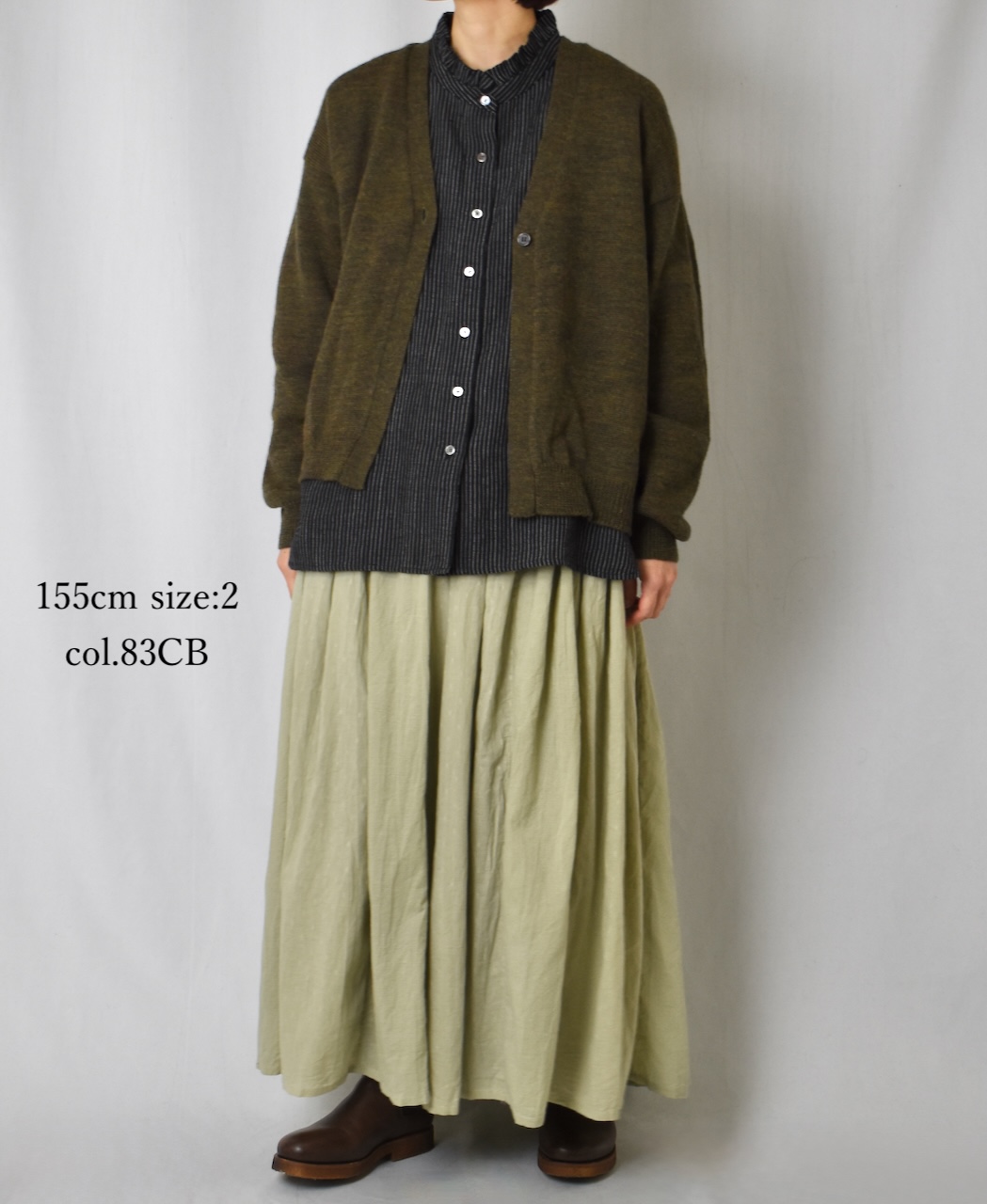 NSL25615(スカート) COTTON DOBIE DOT PATCHWORK GATHERED SKIRT