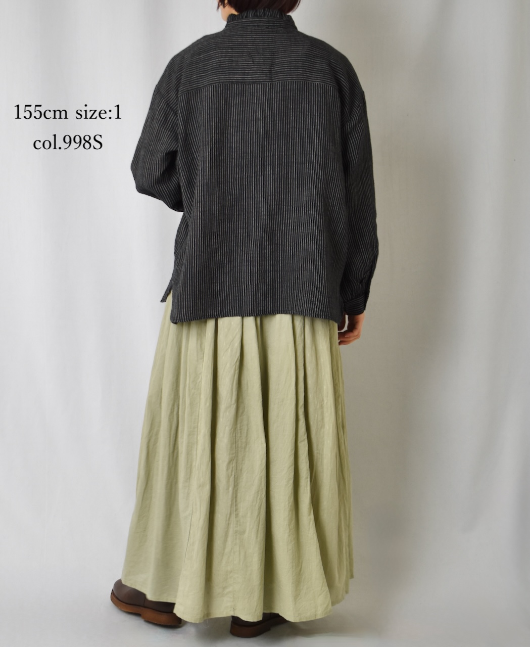 INSL25711(シャツ) WOOL/LINEN STRIPE FRILL COLLAR SHIRT