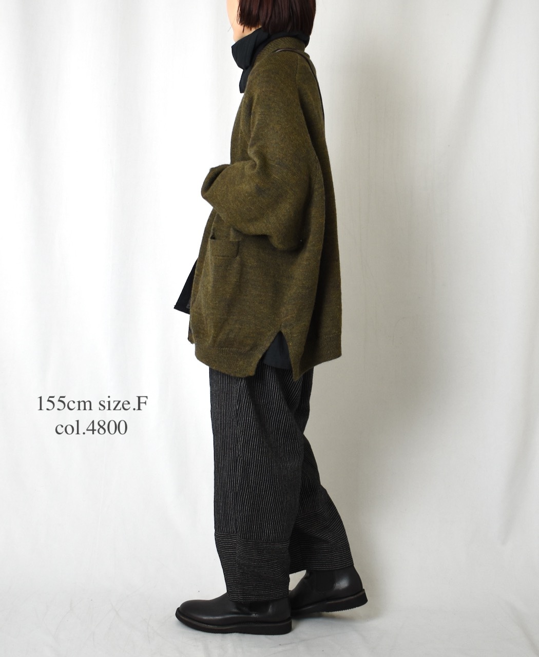 GNSL23801 (カーディガン) 7GG 2PLY PLAIN STITCH COTSWOLDS TURTLE NECK BUTTON CARDIGAN