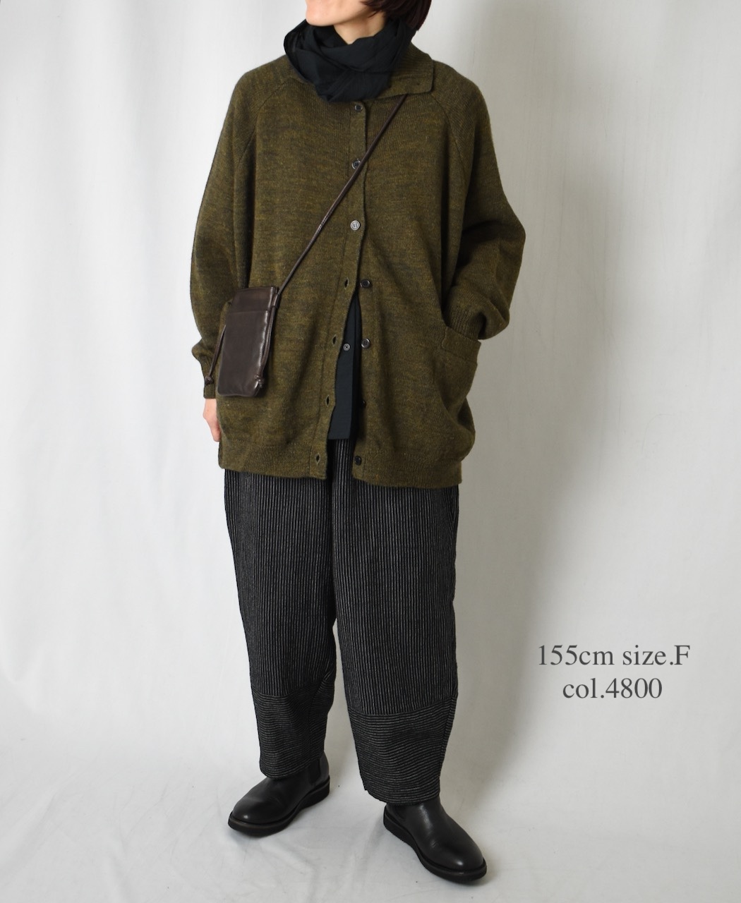 GNSL23801 (カーディガン) 7GG 2PLY PLAIN STITCH COTSWOLDS TURTLE NECK BUTTON CARDIGAN