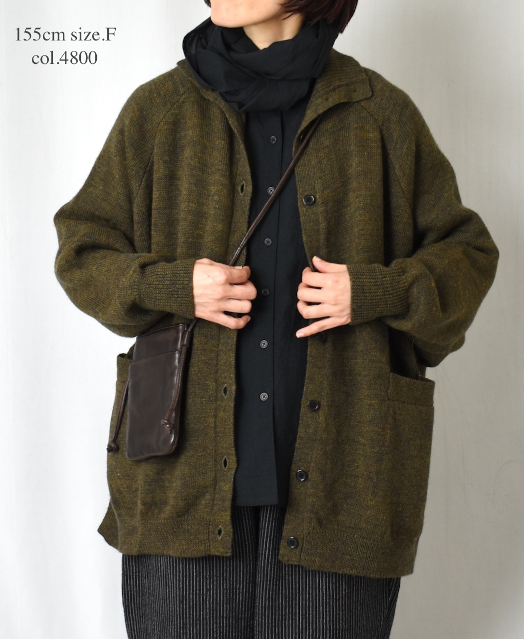 GNSL23801 (カーディガン) 7GG 2PLY PLAIN STITCH COTSWOLDS TURTLE NECK BUTTON CARDIGAN