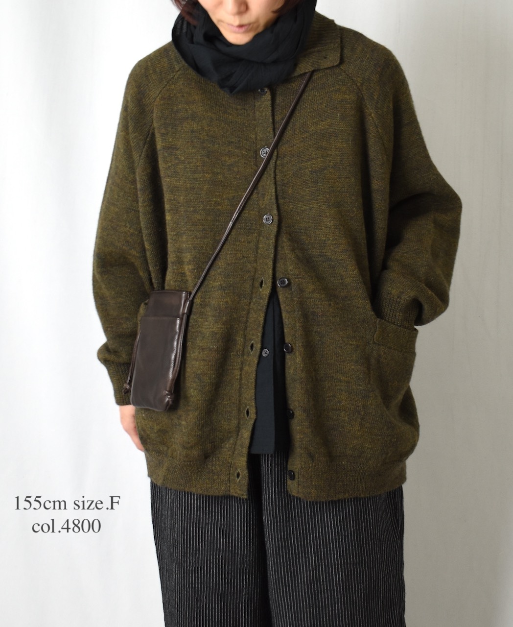 GNSL23801 (カーディガン) 7GG 2PLY PLAIN STITCH COTSWOLDS TURTLE NECK BUTTON CARDIGAN