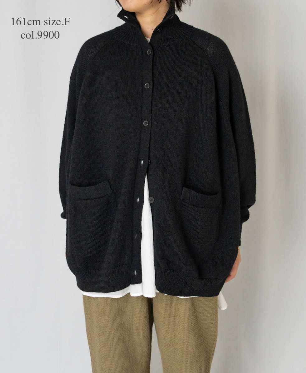 GNSL23801 (カーディガン) 7GG 2PLY PLAIN STITCH COTSWOLDS TURTLE NECK BUTTON CARDIGAN