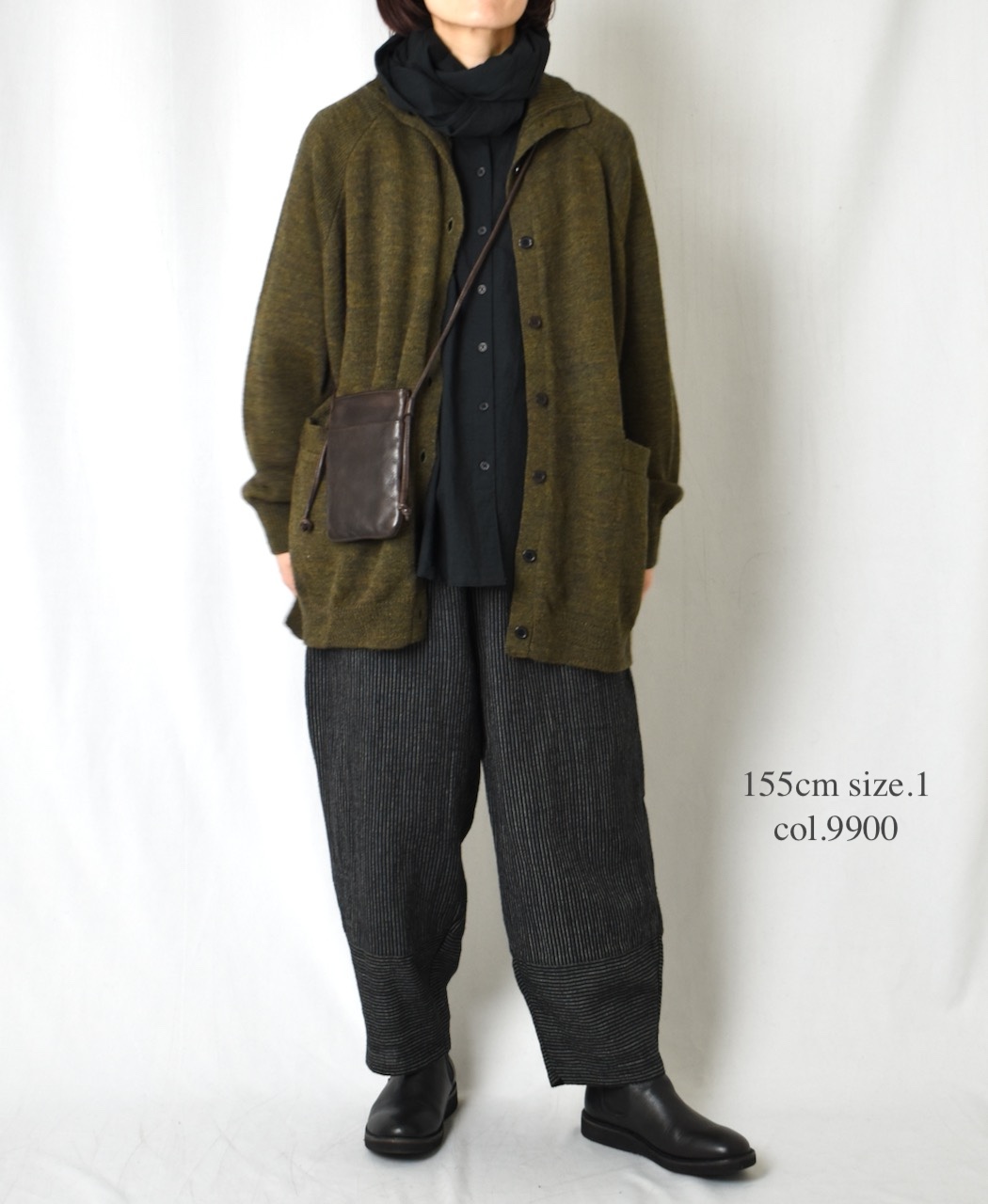 NSL25612(シャツ) COTTON DOBIE DOT PATCHWORK BANDED COLLAR GATHERED SHIRT