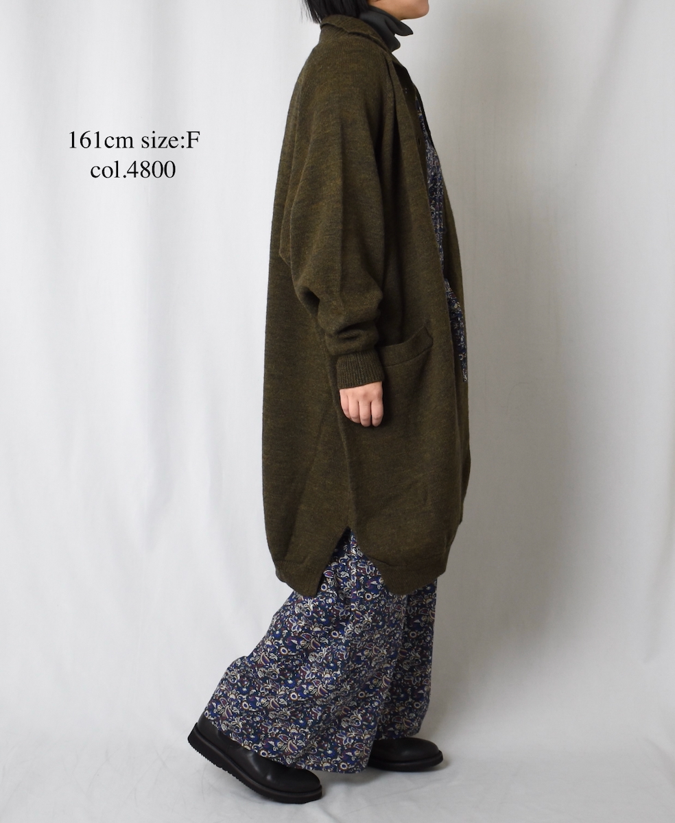 GNSL22703 (カーディガン) 7GG 2PLY PLAIN STITCH COTSWOLDS TURTLE NECK BUTTON LONG CARDIGAN