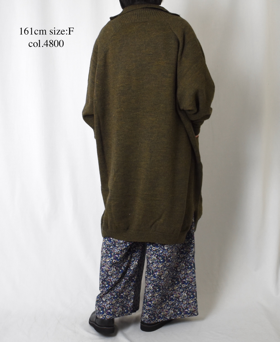 GNSL22703 (カーディガン) 7GG 2PLY PLAIN STITCH COTSWOLDS TURTLE NECK BUTTON LONG CARDIGAN