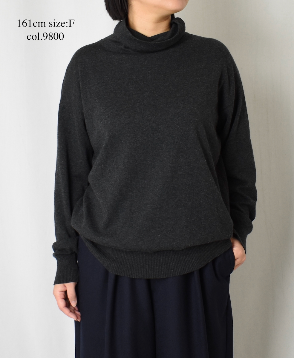 GNSL24541(ニット) 14GG 2PLY PLAIN STITCH COTTON WOOL CASHMERE TURTLE NECK PULLOVER