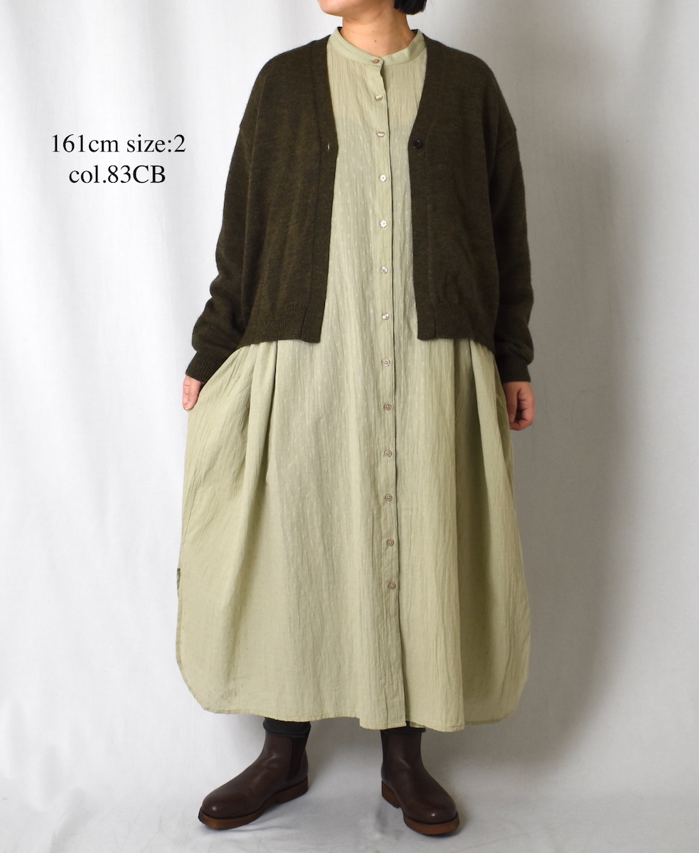 NSL25614(ワンピース) COTTON DOBIE DOT PATCHWORK BANDED COLLAR GATHERED SHIRT DRESS