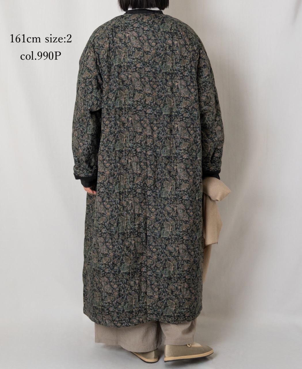 NMDS25571(コート) PADDED BANGALORE SILK PAISLEY PRINT C-NECK FRONT BUTTON COAT