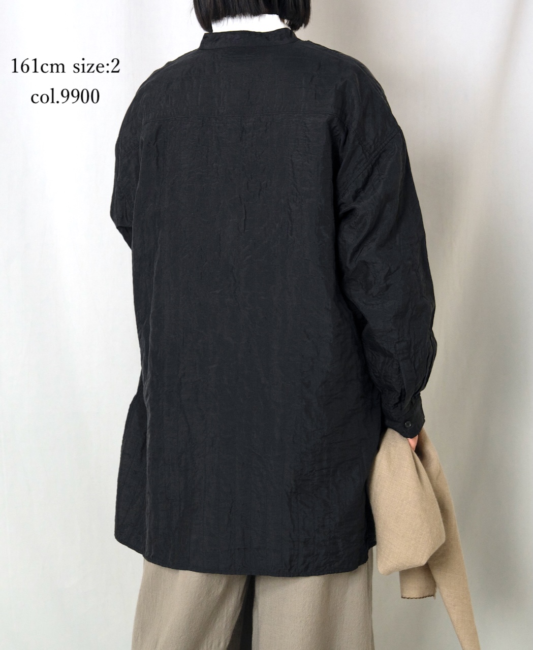 NMDS25583(シャツ) STITCHED BANGALORE SILK PLAIN BANDED COLLAR SHIRT