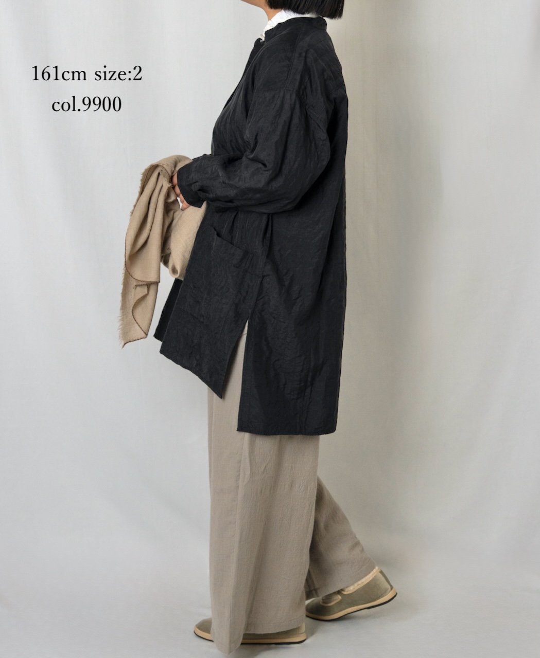 NMDS25583(シャツ) STITCHED BANGALORE SILK PLAIN BANDED COLLAR SHIRT