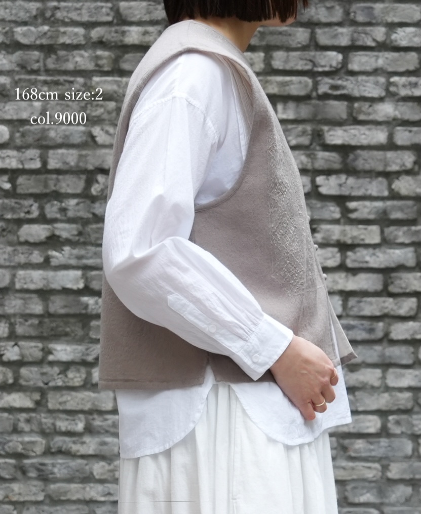 NMDS25602(ボレロ) BOILED WOOL PLAIN EMB BOLERO