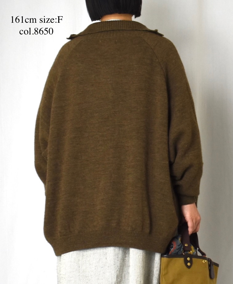 GNSL23801 (カーディガン) 7GG 2PLY PLAIN STITCH COTSWOLDS TURTLE NECK BUTTON CARDIGAN