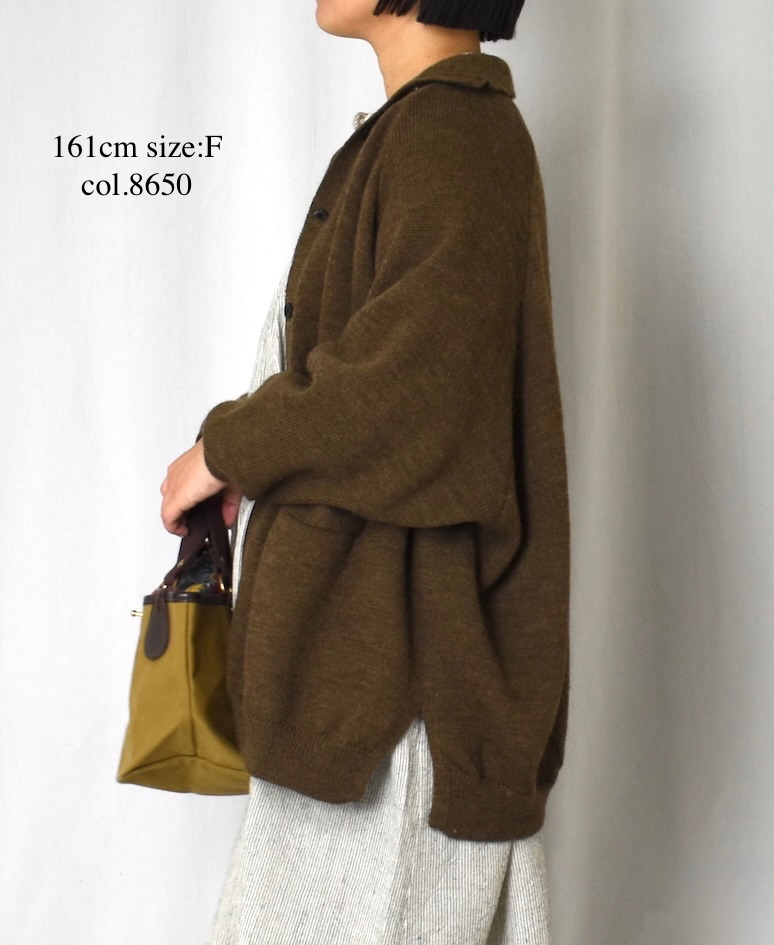 GNSL23801 (カーディガン) 7GG 2PLY PLAIN STITCH COTSWOLDS TURTLE NECK BUTTON CARDIGAN