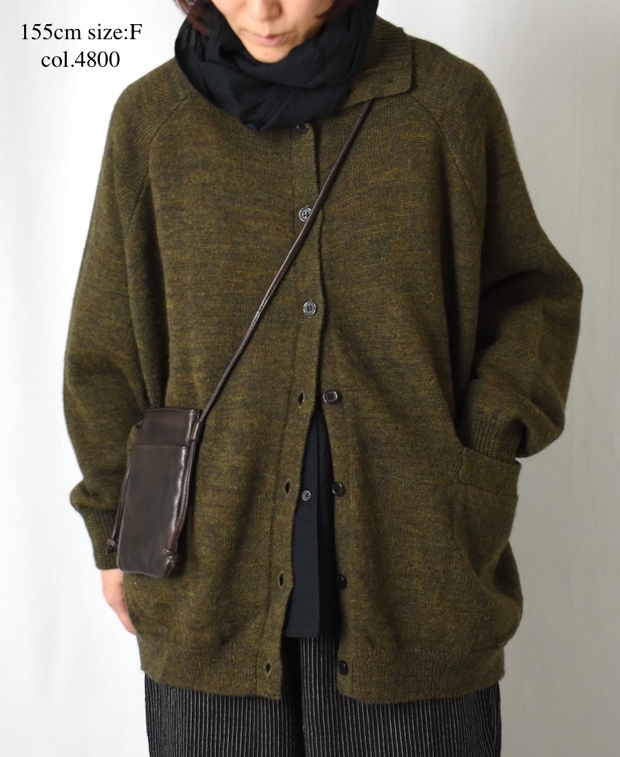 GNSL23801 (カーディガン) 7GG 2PLY PLAIN STITCH COTSWOLDS TURTLE NECK BUTTON CARDIGAN