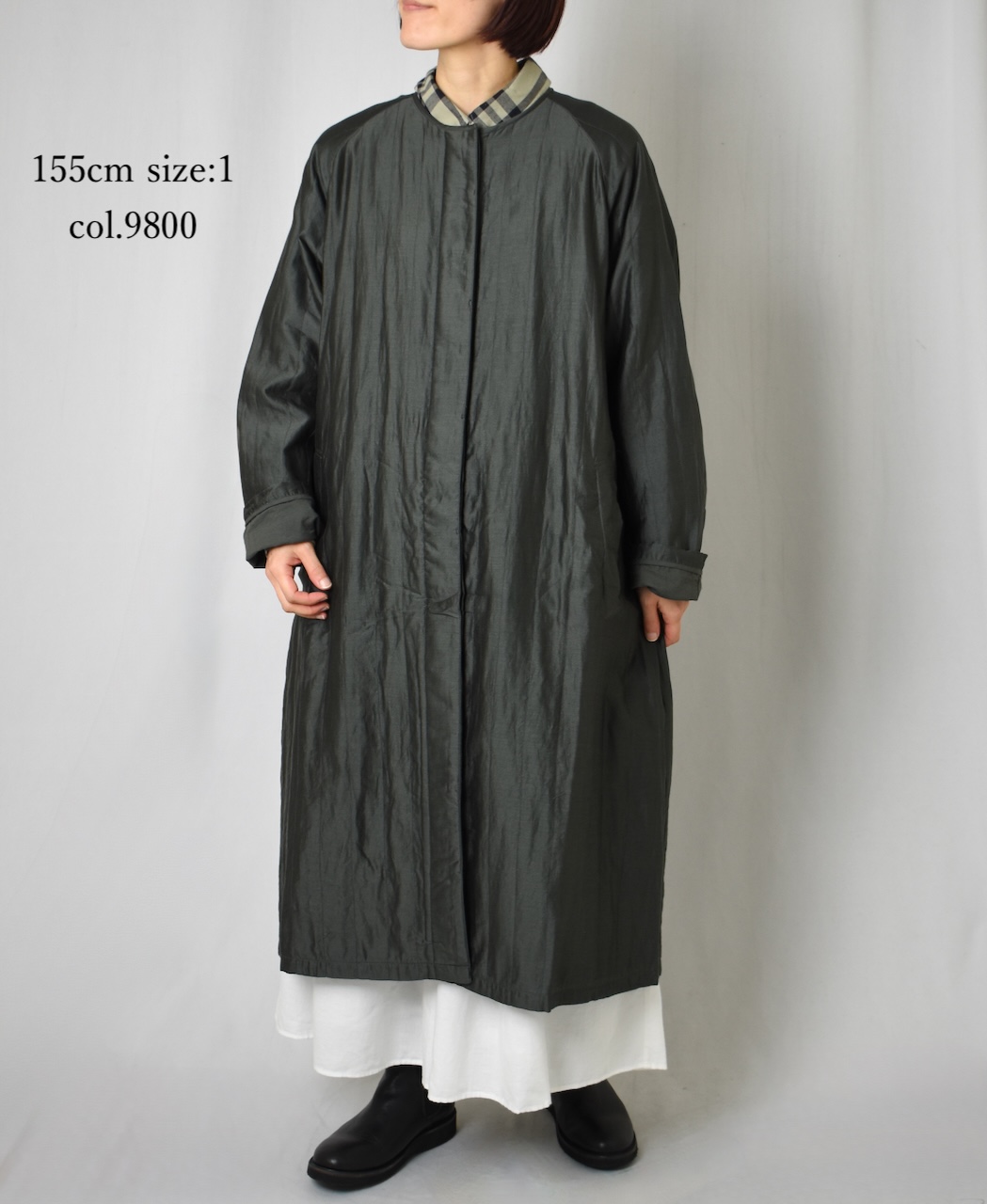 NMDS25541(コート) QUILTED COTTON SILK RAGLAN COAT WITH VERTICAL STITCH