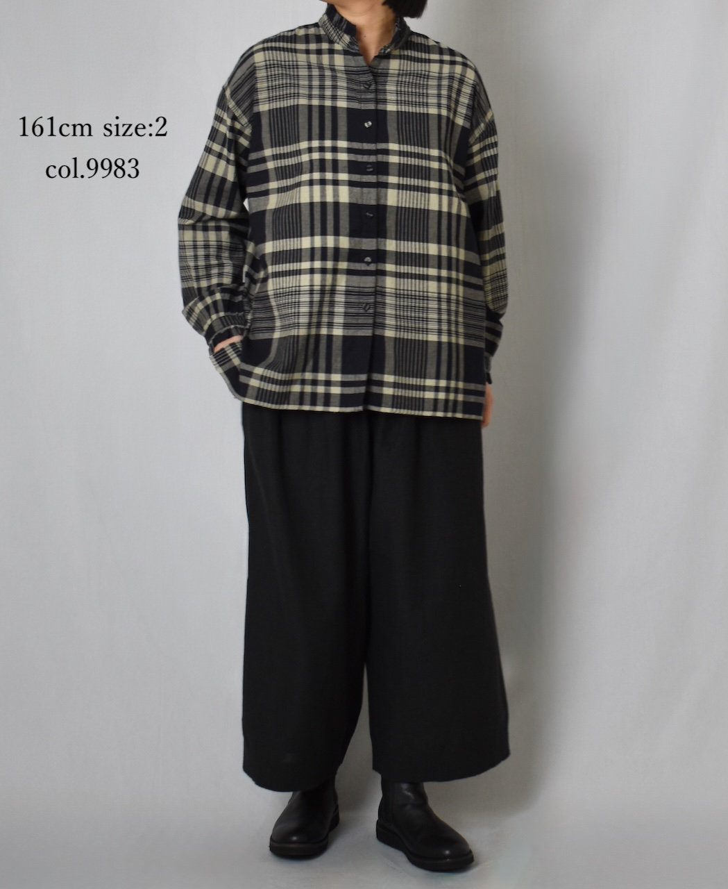 INMDS25731(シャツ) HANDWOVEN HEAVY COTTON CHECK FRILL COLLAR BACK PINTUCK SHIRT