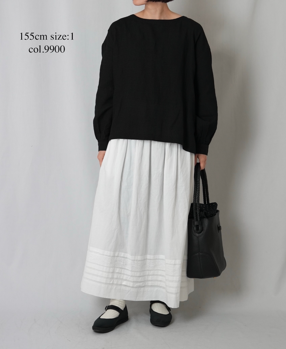 INSL25702(シャツ) WOOL/LINEN PLAIN BOAT NECK PULLOVER WITH BACK SIDE PLEATS