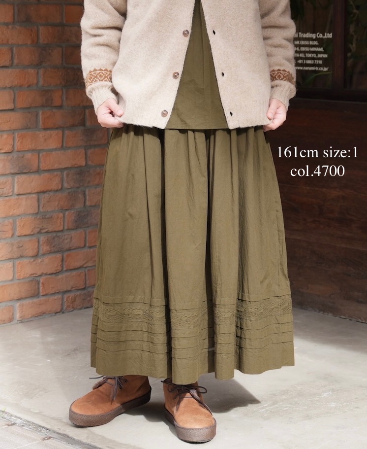 NSL25624(スカート) 60s CAMBRIC PLAIN WITH LACE GATHERED SKIRT