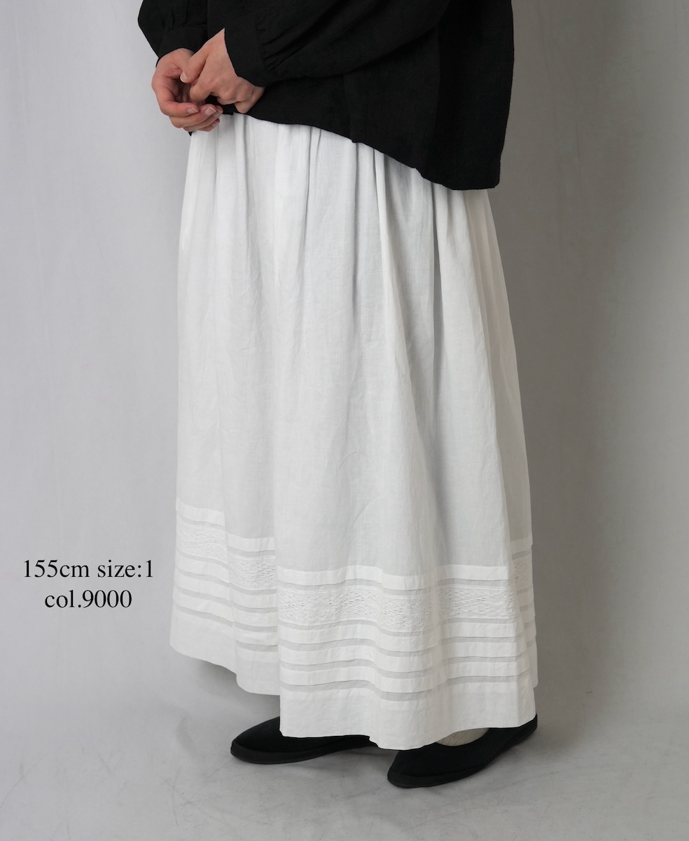 NSL25624(スカート) 60s CAMBRIC PLAIN WITH LACE GATHERED SKIRT