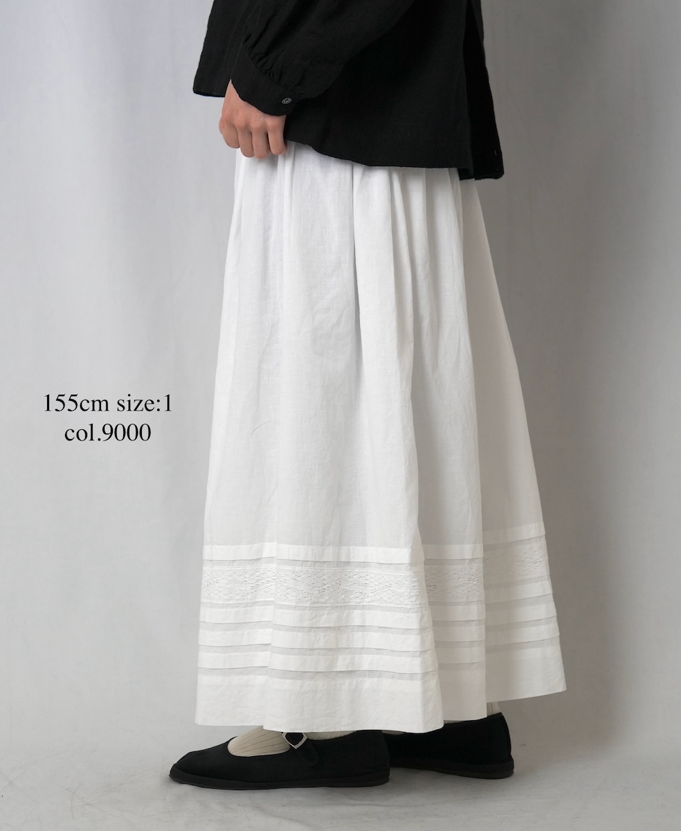 NSL25624(スカート) 60s CAMBRIC PLAIN WITH LACE GATHERED SKIRT