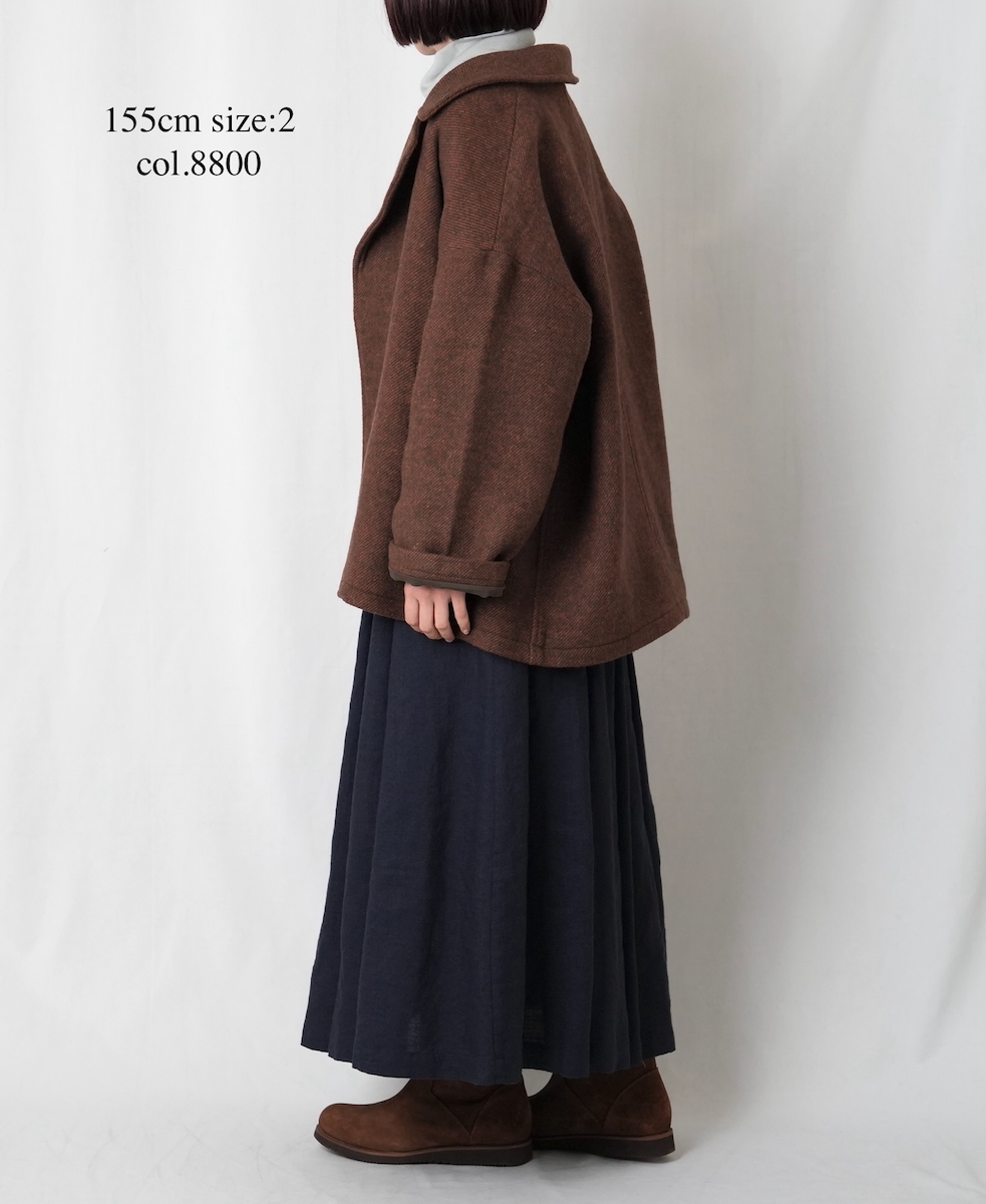 PNAM2352P (コート) WOOL PLAIN OVERSIZED PEA COAT WITH LINING