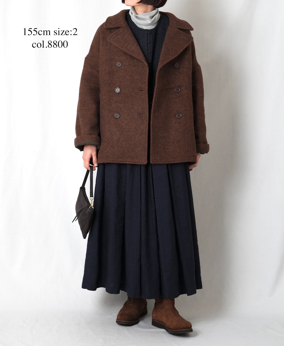 PNAM2352P (コート) WOOL PLAIN OVERSIZED PEA COAT WITH LINING