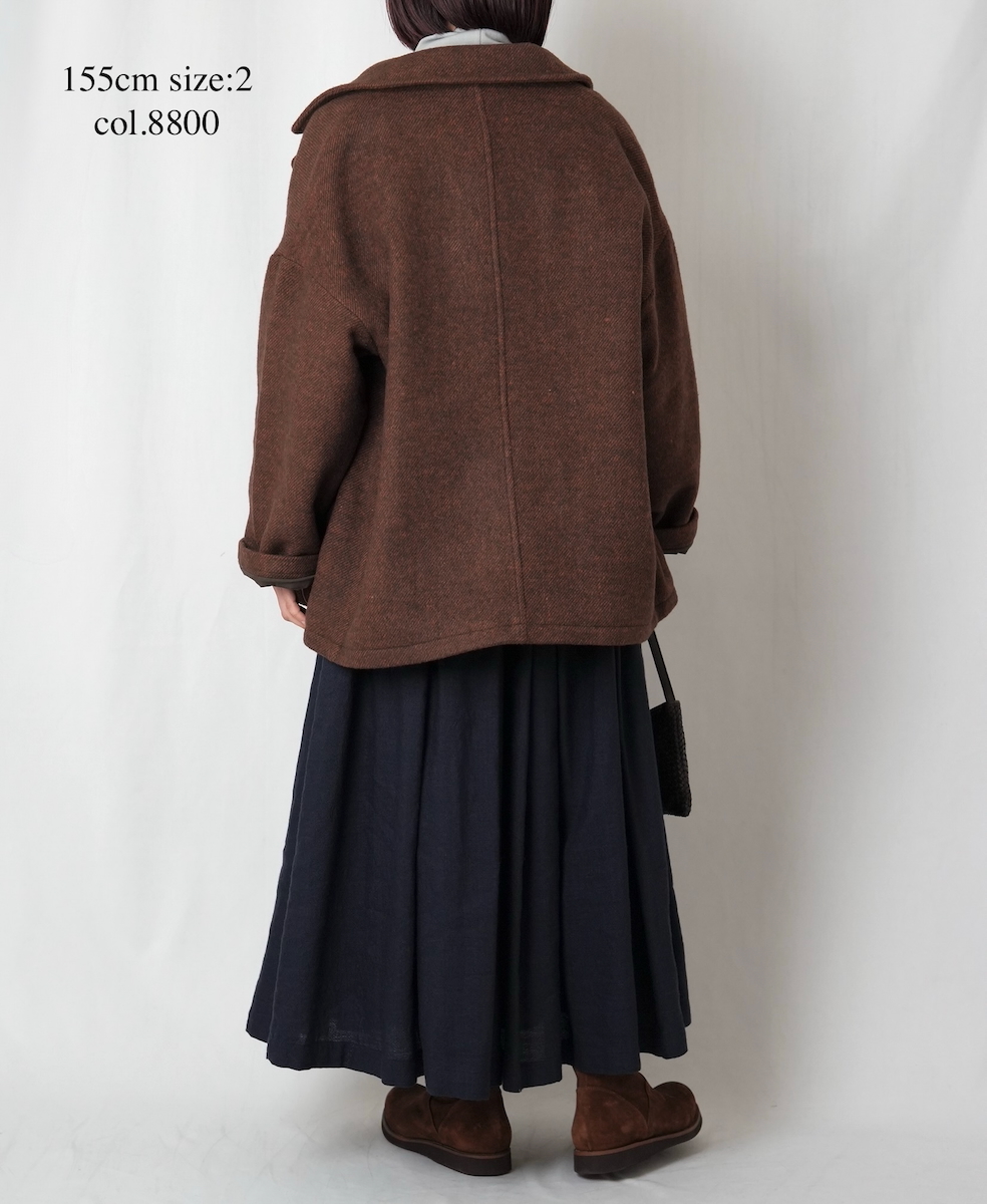 PNAM2352P (コート) WOOL PLAIN OVERSIZED PEA COAT WITH LINING