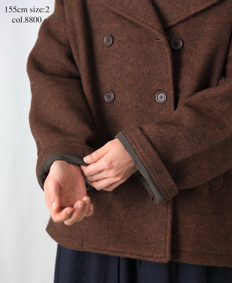 PNAM2352P (コート) WOOL PLAIN OVERSIZED PEA COAT WITH LINING