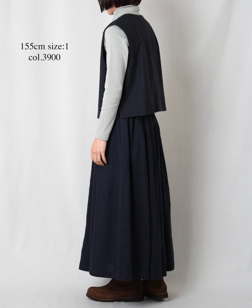 INSL25705(スカート) WOOL/LINEN PLAIN PLEATS EASY SKIRT