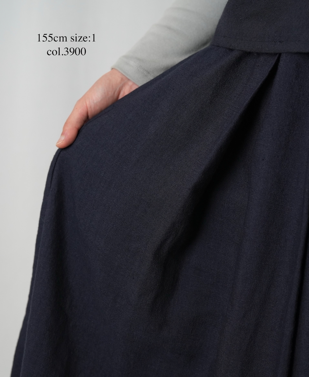 INSL25705(スカート) WOOL/LINEN PLAIN PLEATS EASY SKIRT