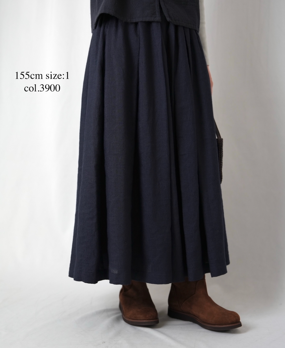 INSL25705(スカート) WOOL/LINEN PLAIN PLEATS EASY SKIRT