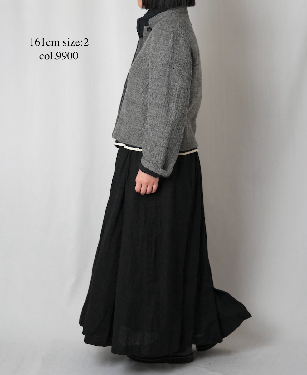INSL25705(スカート) WOOL/LINEN PLAIN PLEATS EASY SKIRT