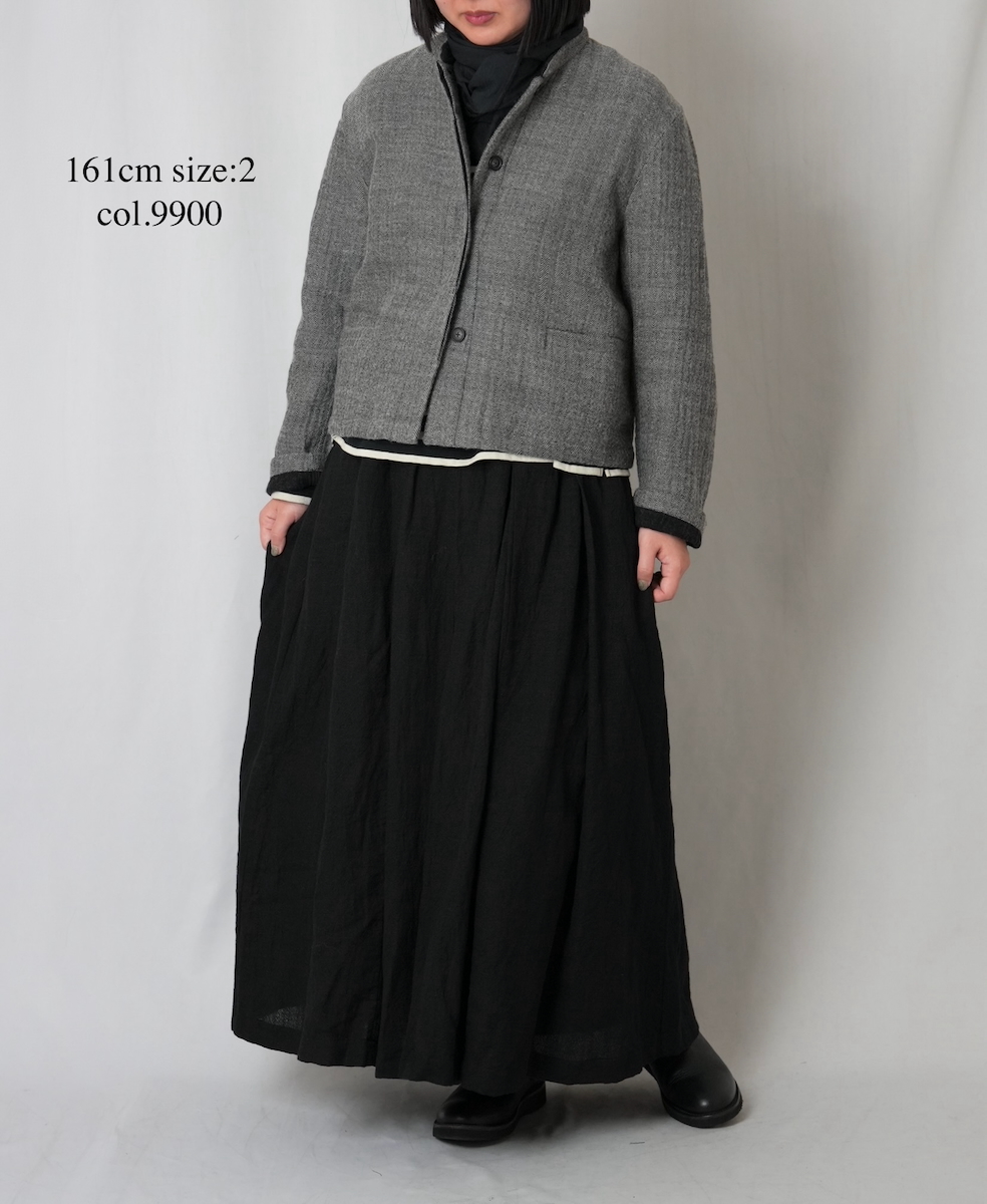 INSL25705(スカート) WOOL/LINEN PLAIN PLEATS EASY SKIRT