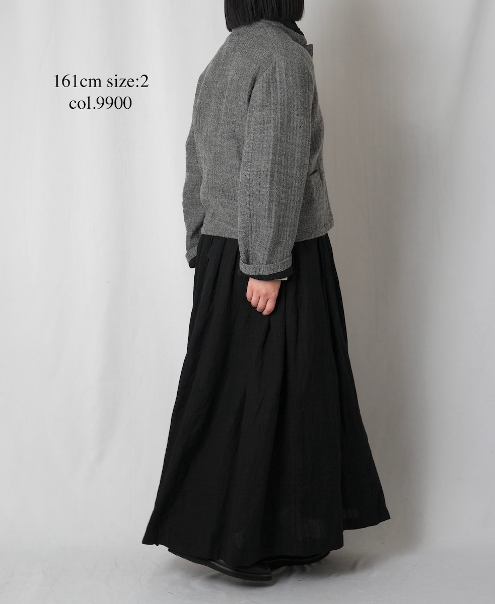 INSL25705(スカート) WOOL/LINEN PLAIN PLEATS EASY SKIRT