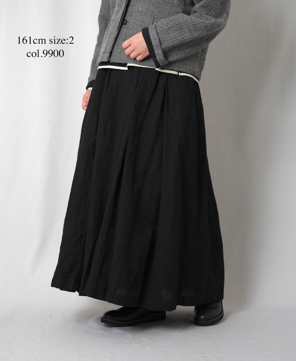 INSL25705(スカート) WOOL/LINEN PLAIN PLEATS EASY SKIRT