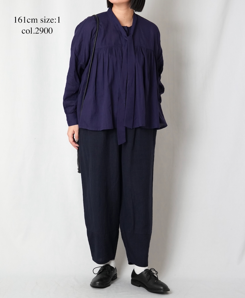 NSL25602(シャツ) 60s COTTON TWILL PLAIN TAI GATHERED FRONT SHIRT