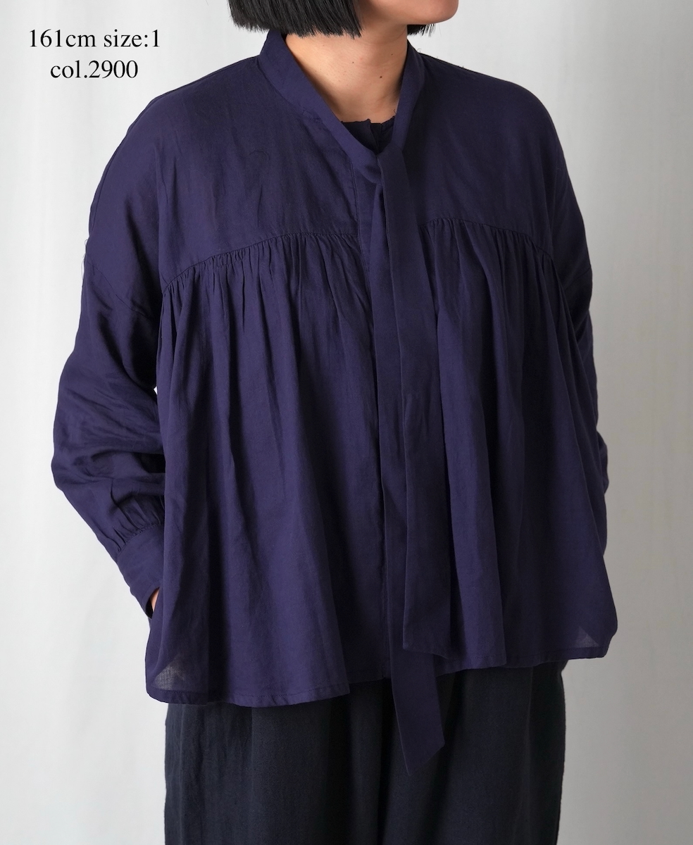 NSL25602(シャツ) 60s COTTON TWILL PLAIN TAI GATHERED FRONT SHIRT