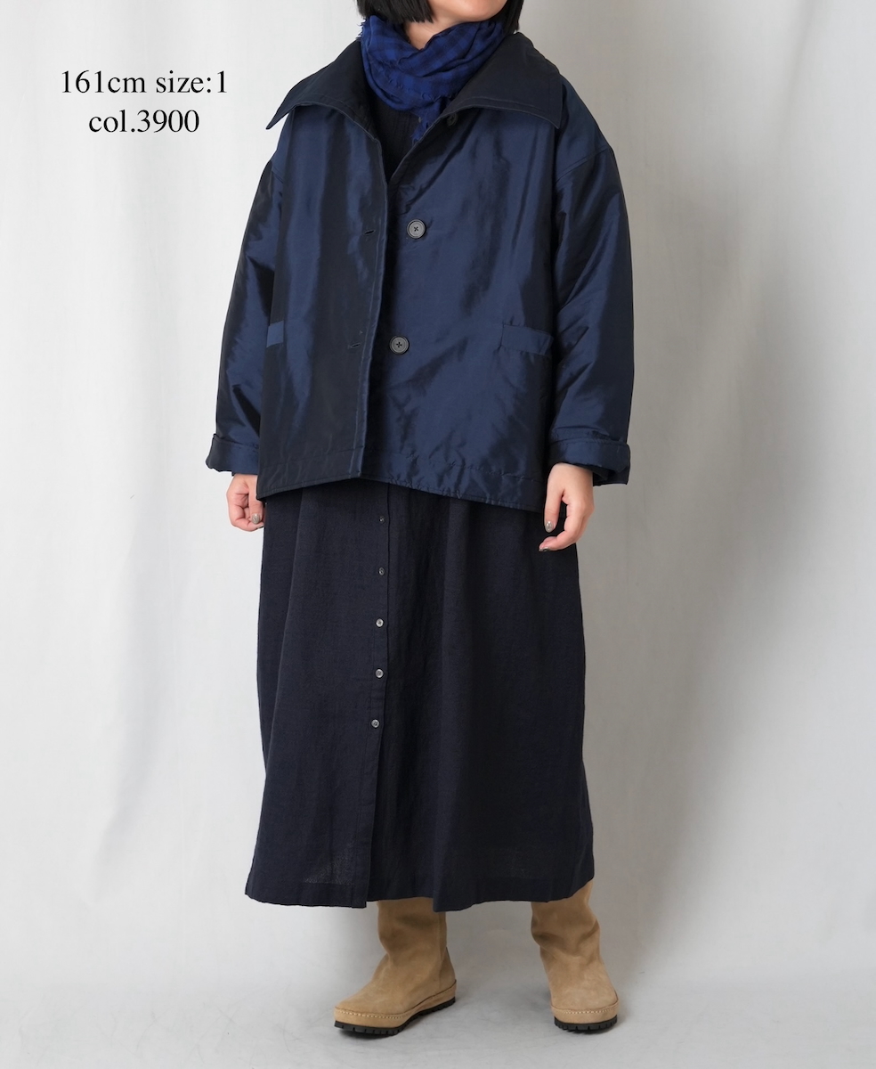 NSL25521(ジャケット)PADDED POLYESTER PLAIN HIGH COLLAR JACKET