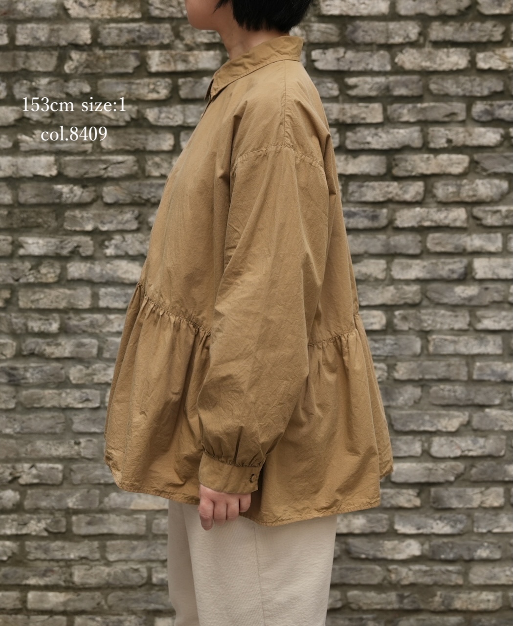 ⚫︎NMDS25911D(シャツ) 60s ORGANIC POPLIN PLAIN REGULAR COLLAR RAJASTHAN GATHERED SHIRT