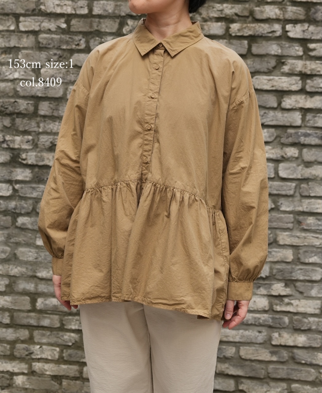 ⚫︎NMDS25911D(シャツ) 60s ORGANIC POPLIN PLAIN REGULAR COLLAR RAJASTHAN GATHERED SHIRT