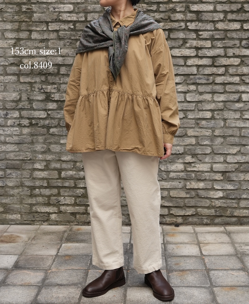 ⚫︎NMDS25911D(シャツ) 60s ORGANIC POPLIN PLAIN REGULAR COLLAR RAJASTHAN GATHERED SHIRT