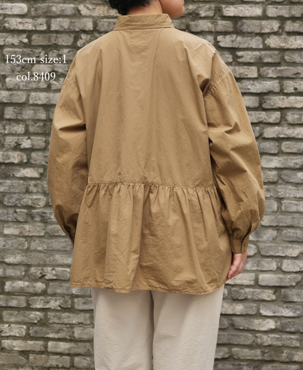 ⚫︎NMDS25911D(シャツ) 60s ORGANIC POPLIN PLAIN REGULAR COLLAR RAJASTHAN GATHERED SHIRT