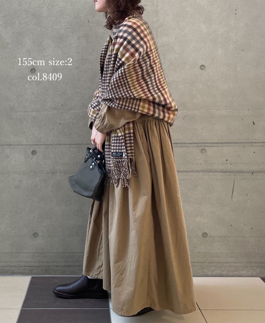 ⚫︎NMDS25912D(ワンピース) 60s ORGANIC POPLIN PLAIN REGULAR COLLAR DRESS WITH RAJASTHAN GATHER
