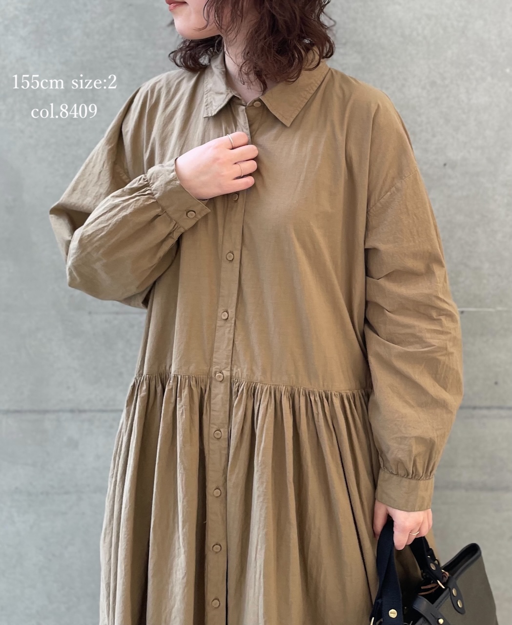 ⚫︎NMDS25912D(ワンピース) 60s ORGANIC POPLIN PLAIN REGULAR COLLAR DRESS WITH RAJASTHAN GATHER