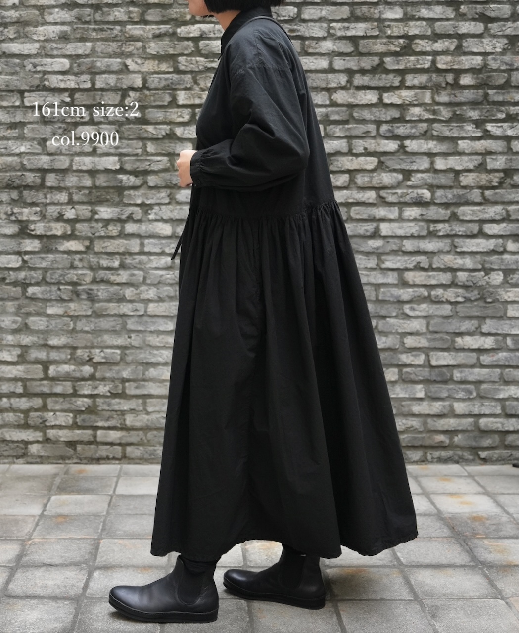 ⚫︎NMDS25912D(ワンピース) 60s ORGANIC POPLIN PLAIN REGULAR COLLAR DRESS WITH RAJASTHAN GATHER