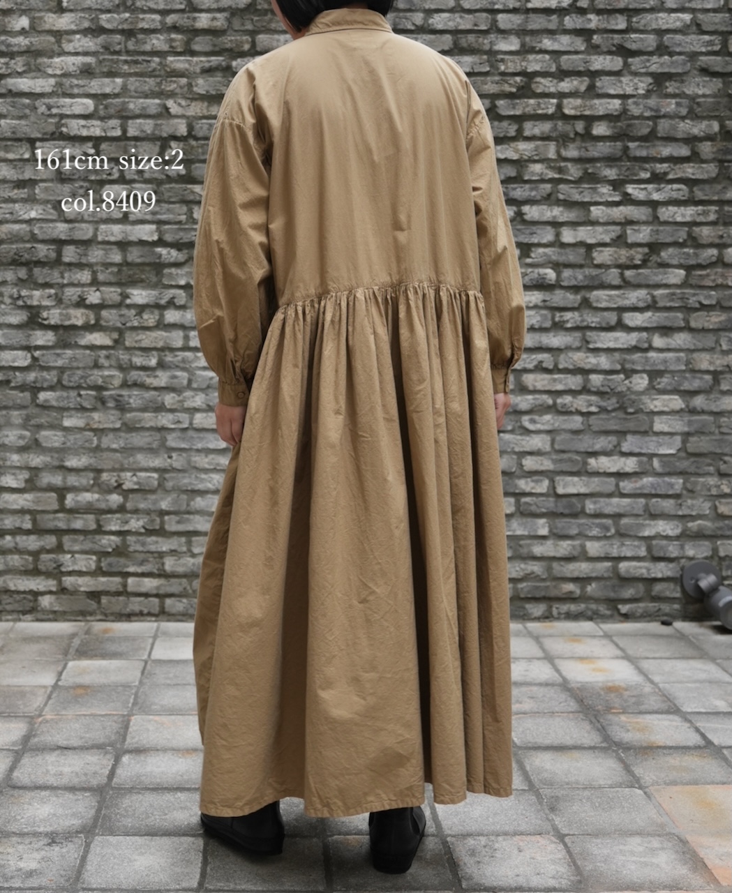 ⚫︎NMDS25912D(ワンピース) 60s ORGANIC POPLIN PLAIN REGULAR COLLAR DRESS WITH RAJASTHAN GATHER