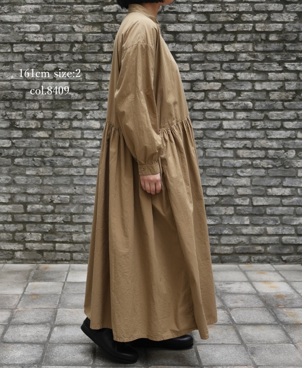 ⚫︎NMDS25912D(ワンピース) 60s ORGANIC POPLIN PLAIN REGULAR COLLAR DRESS WITH RAJASTHAN GATHER