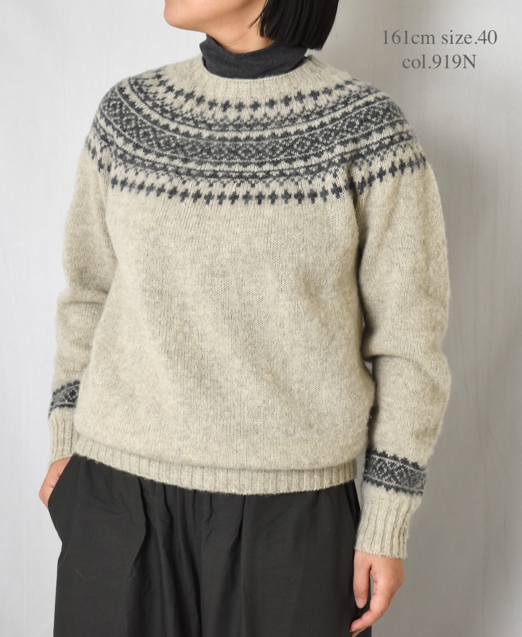 NJT1661(ニット) SHETLAND WOOL NORDIC HEAVY BRUSH CREW-NECK PULLOVER