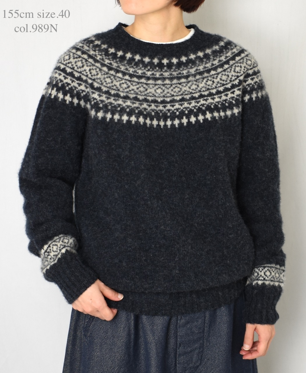 NJT1661(ニット) SHETLAND WOOL NORDIC HEAVY BRUSH CREW-NECK PULLOVER